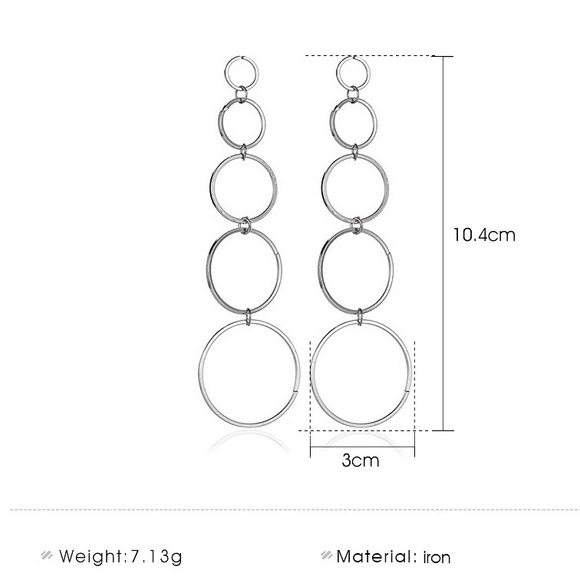 Any 4/$25! Silver Lightweight Geometric Concentric Circle Stud Drop Earrings - Picture 3 of 5